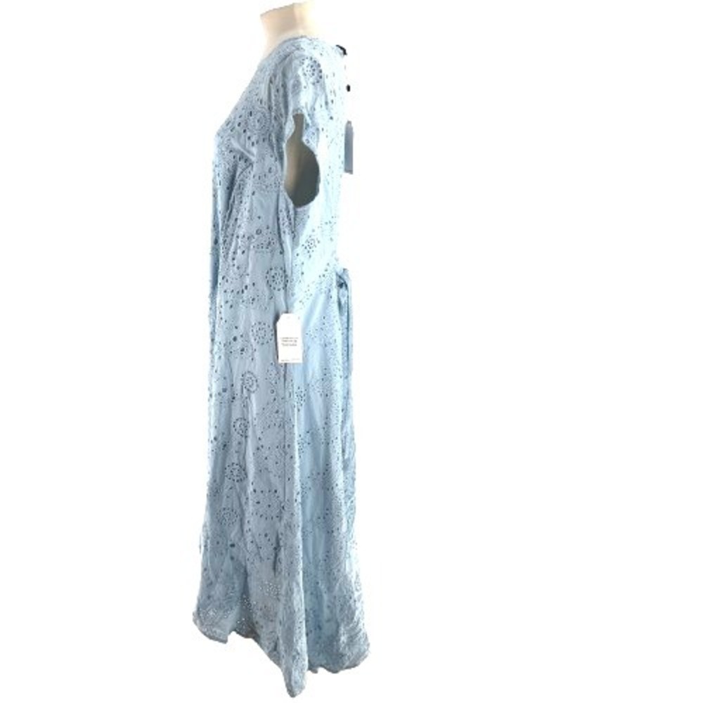 Anthropologie Universal Standard Eyelet High Low Midi Dress Women's 1X Baby Blue - Picture 7 of 16